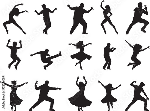 Dancing Figures Expressing Rhythm and Body Movement