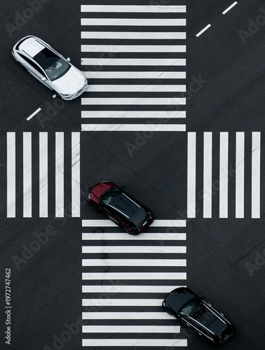 Photography Tokyo, Japan: aerial view of cars in the intersection
