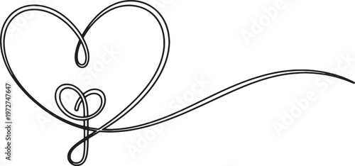Continuous line art heart with letter p monogram logo element hand drawn minimal aesthetic script for wedding invitation greeting cards and branding.