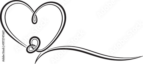 Elegant double line heart vector with knot accents, continuous intertwined heart line art, decorative love symbol graphic.