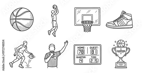 Sport & Fitness Doodles_Basketball Doodle Elements