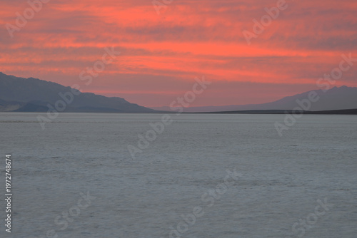 Vibrant Sunset Over Salt Flats in Death Valley Desert