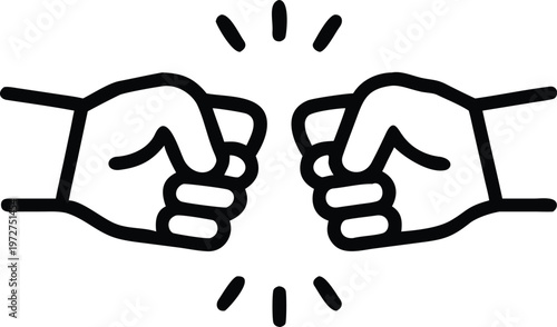 Fist bump Punch Raised Fist Emoji Coloring icon outline vector an white background .eps