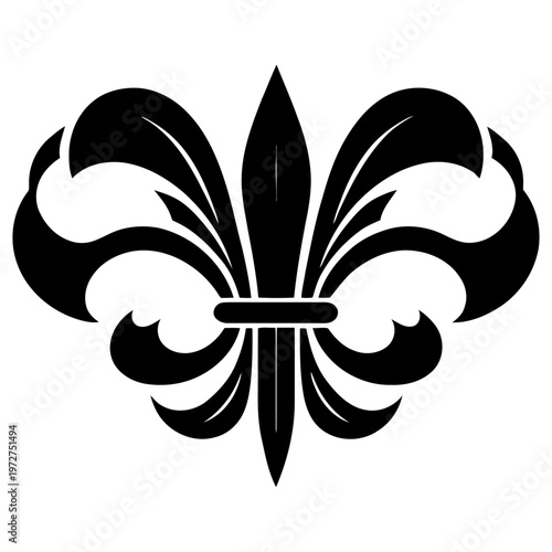 historical fleur de lis emblem with traditional heraldic elements, vector symbol representing french royalty and noble heritage