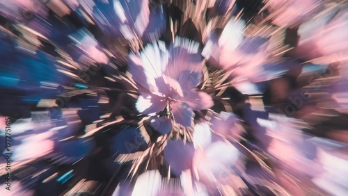 Vibrant abstract flower petals with radial motion blur effect