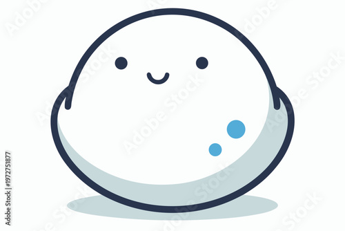 a cute snowball icon  flat cartoon design  simple