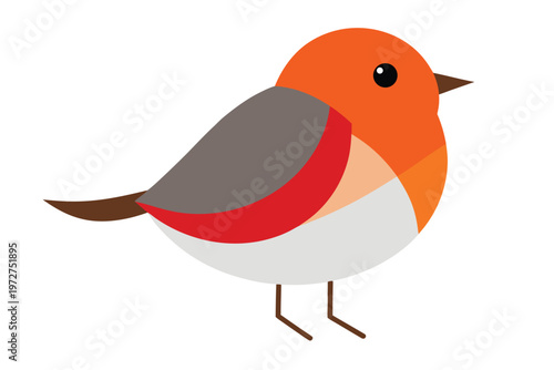a cute robin bird winter theme  flat cartoon desig
