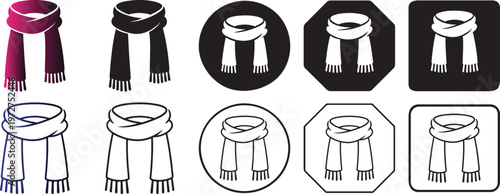 Modern shawl icon black and color.