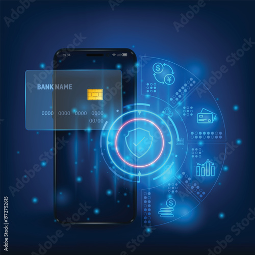 vector technology security online payment e wallet concept online banking app payment by credit card