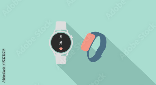 Smartwatch and Fitness Tracker Side by Side.
