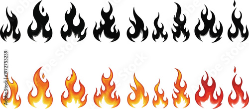 Flame graphics a collection of black and red fire imagery