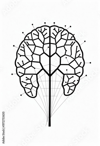Black and White Tree Brain Illustration