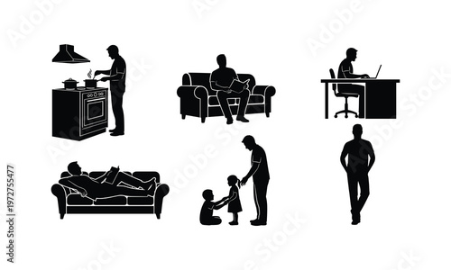 Everyday activities of a family in different settings