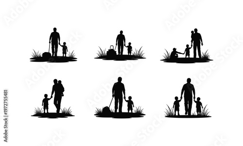 Evolution of family bonding through generations in a simple silhouette style