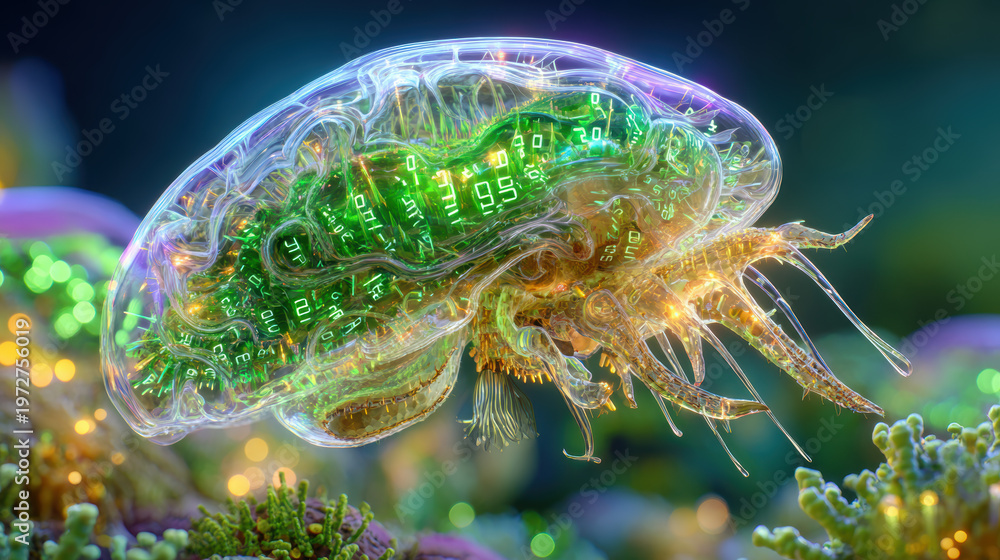 Obraz premium Some form of alien cybernetic life in surreal surroundings