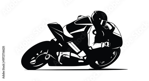 A dynamic black silhouette of a racing motorcycle in motion showcasing speed and sleek design silhouette high quality professional detailed modern