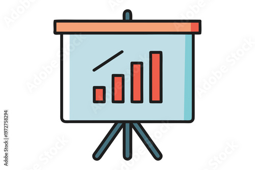 a presentation board icon  flat cartoon design  si
