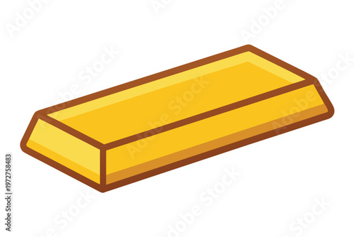 a gold bar icon  flat cartoon design  simple recta