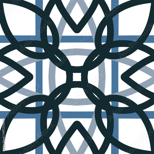 Modern Geometric Pattern with Bold Symmetrical Line Motifs .