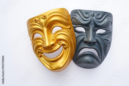 Dramatic masks comedy and tragedy representing theatrical opposites