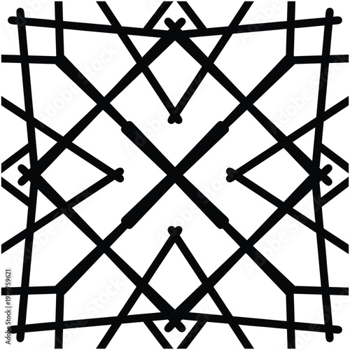 Bold Geometric Pattern with Modern Symmetrical Line Motifs  