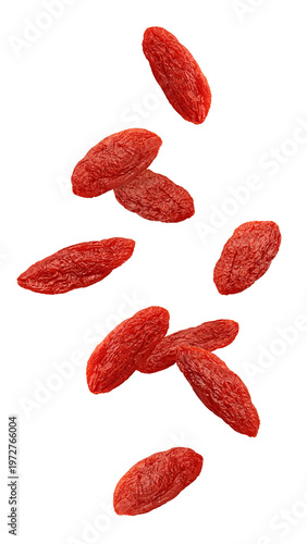 Fotografía Falling Goji berry, Wolfberry isolated, full depth of field