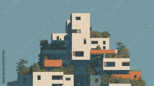 Modern Eco-Friendly Residential Building Complex With Green Roofs And Balconies For Sustainable Living Concepts