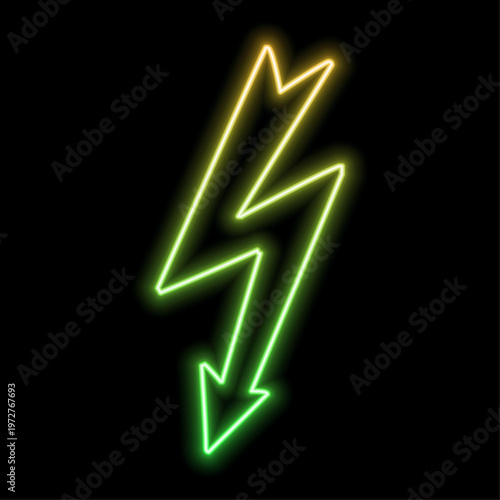 Neon Lightning Thunderbolt Icon Vector for Digital Interface