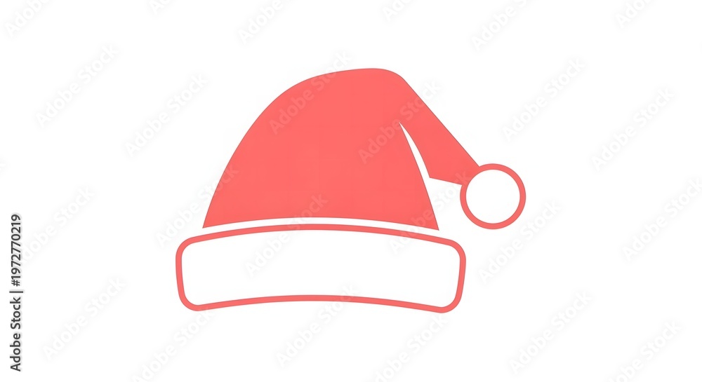 Fototapeta premium A simple flat illustration of a classic red santa hat with a white trim