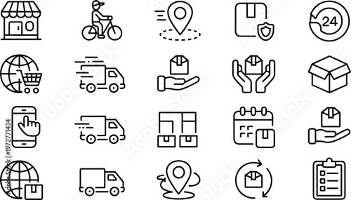 Communication and social media outline icon set with chat bubbles messages support agent chatbot and mobile messaging vector collection