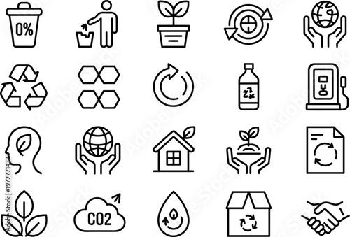 Creative design and digital marketing outline icon set with branding tools content creation analytics social media and strategy vector collection