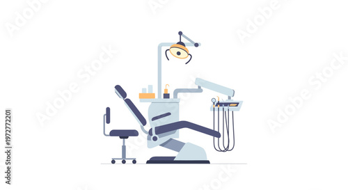 Modern flat design dental office with equipment and chair