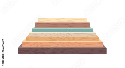 Geometric wooden pyramid in neutral tones with textured layers