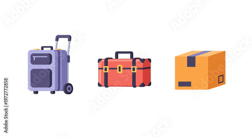 Travel and shipping essentials: modern suitcases and package design