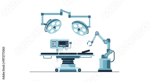 Modern operating room with robotics and advanced surgical equipment