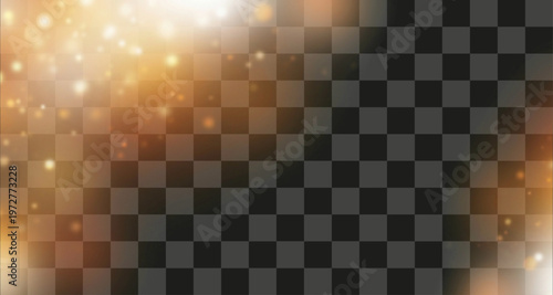 Abstract light glow effect shining bright golden particles isolated on transparent background elegant shimmering lens flare