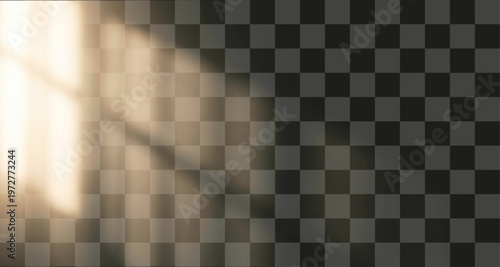 Sunlight rays streaming through window isolated on transparent background warm natural light effect