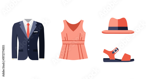 Fashion ensemble: formal and casual outfit elements