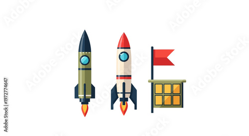 Colorful rocket design with flag symbol