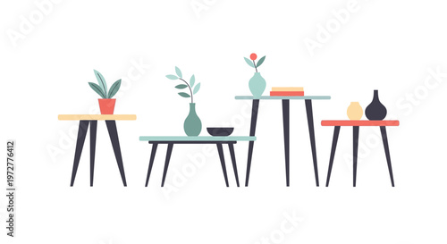 Modern minimalist plant decor on stylish tables