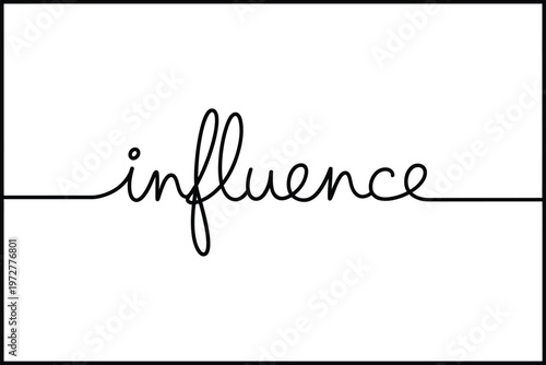 The word influence written in a delicate flowing cursive line