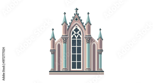 Gothic cathedral facade with ornate details and symmetrical design