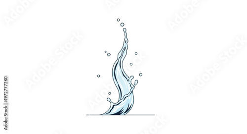 Dynamic water splash with fluid motion and minimalist style
