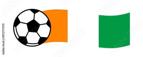 Dynamic vector illustration of a classic soccer ball blended with the flowing Ivory Coast flag, representing national pride, passion for football, and a competitive spirit.