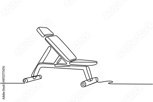Continuous line drawing of an adjustable weightlifting bench for fitness