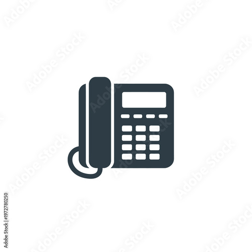 This vector depicts a classic corded landline telephone in design.