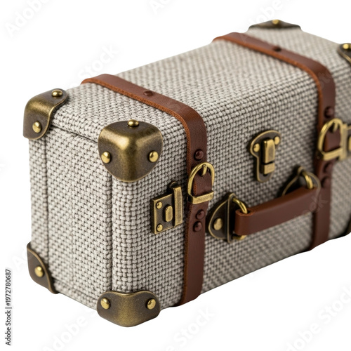 Vintage suitcase isolated on transparent background