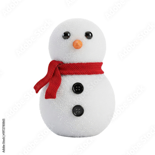 Snowman with red scarf and buttons isolated on transparent background
