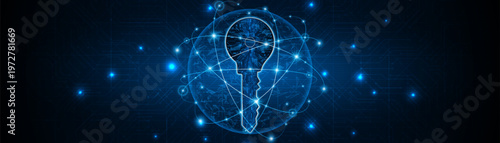 technology circuit board key icon. Cyber ​​data security and privacy concept. modern technology innovation concept background