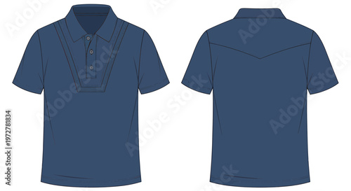 Blue Polo Shirt Mockup - Front and Back View